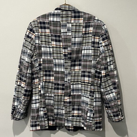Madison Blazer Men’s 40R Madras Plaid Patchwork Jacket Two Button Preppy - Picture 2 of 8
